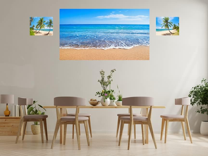 - Галерия 49 - Стенно изкуство от плажа стъкло - тропически пейзаж с океанскими пясъци и небе,- Монтиране на изкуството, изработени от закалено стъкло - Съвременно монтаж на стена арт - Стъкло арт декор - Акрил стенен