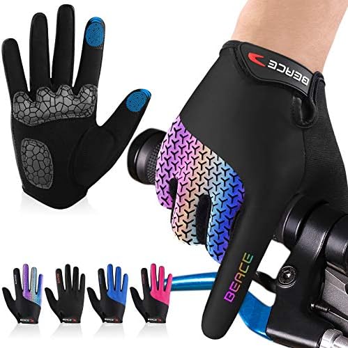 Велосипедни ръкавици BEACE, Велосипедни ръкавици, Велосипедни ръкавици за жени (Цветно нощно сияние) сензорен екран, Ръкавици за тренировки, Пътнически Ръкавици за пълен пръст, Ръкавици за планински Велосипеди, устойчива