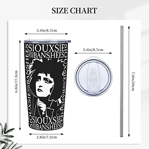 Siouxsie And The Banshees Band Пътна Кафеена Чаша С Изолация От Неръждаема Стомана, с Капак И Соломинками, Вакуумни Чаша С Двойни Стени, 20 грама