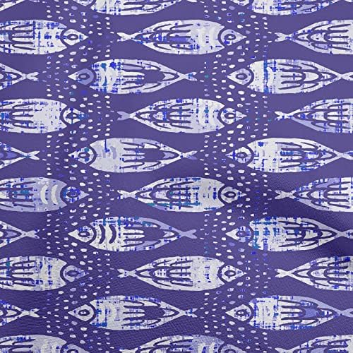 oneOone в памучна Коприна Лилава Кърпа Asian Block Fish Занаятите Projects Декоративна Тъкан, Напечатанная Двор Ширина 42 Инча