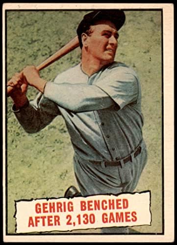 1961 Topps 405 Бейзбол тръпката на Лу Гериг Ню Йорк Янкис (Бейзболна картичка) VG Янкис