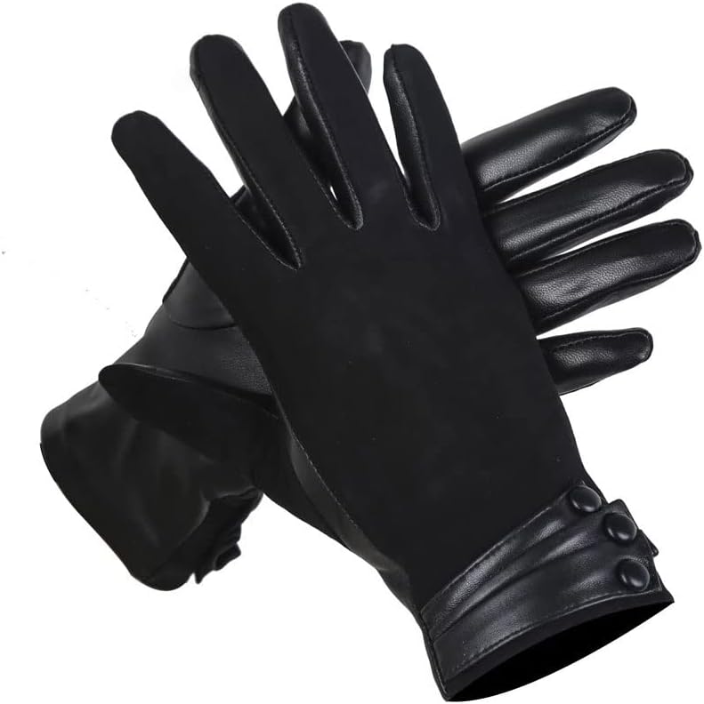 N/A Къси Дамски Кожени ръкавици, Дамски ръкавици, Дамски Зимни ръкавици (Цвят: D, Размер: 7)
